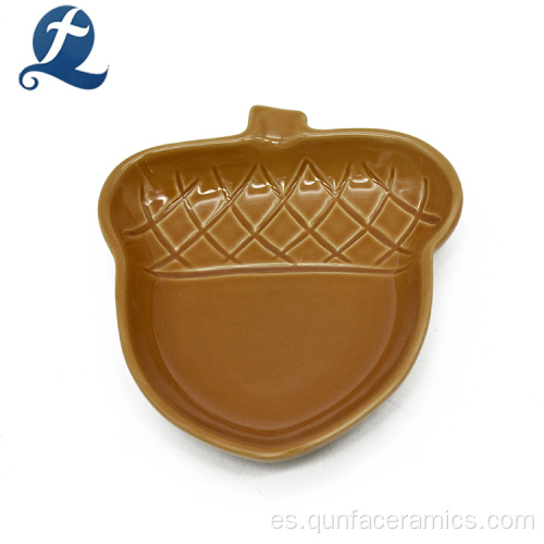 Placa de hojas de cerámica de bellotas personalizadas